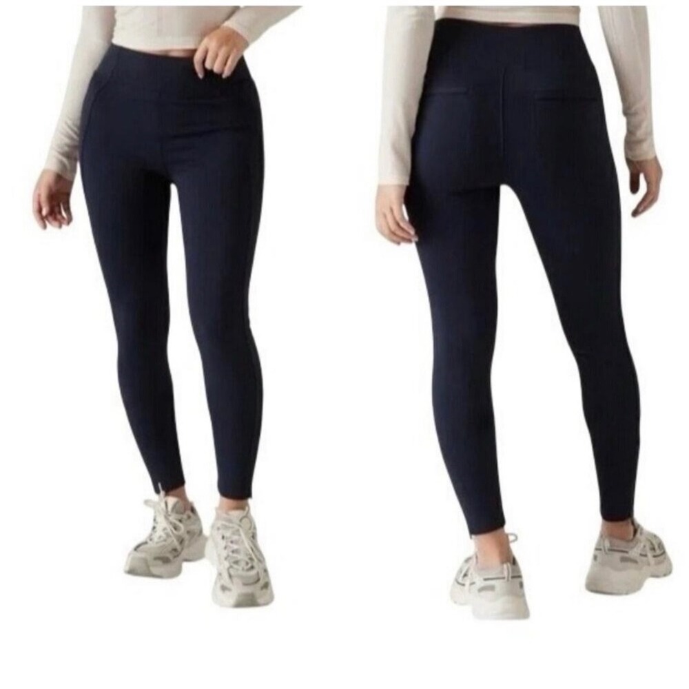 Athleta Delancey Skyline High Navy Blue Ankle Zip Leggings Small Tall